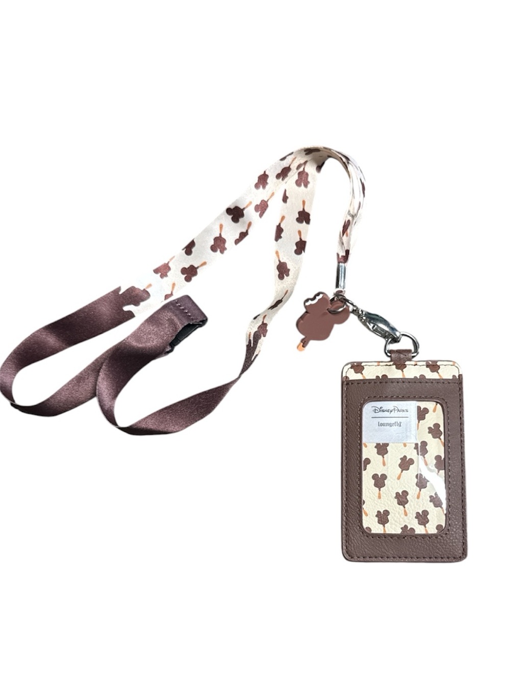 Loungefly Brown & Cream Disney Parks Mickey Bar Lanyard ID Holder